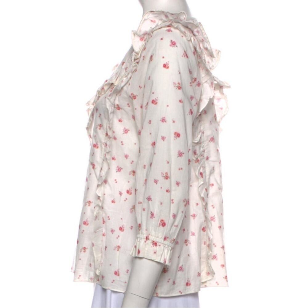 Loveshackfancy Cream & Pink Floral Print Ruffle B… - image 8